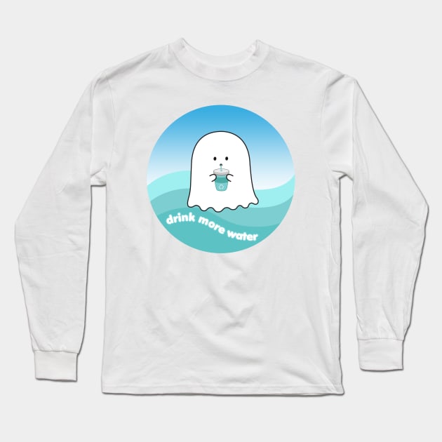 Gordie the Ghost (drink more water) | by queenie's cards Long Sleeve T-Shirt by queenie's cards